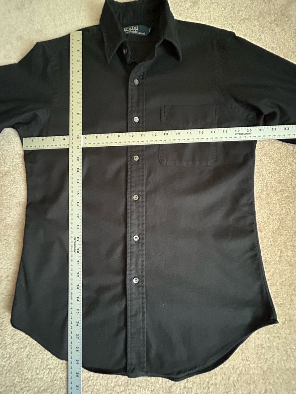 Polo Ralph Lauren Black Cotton/Cashmere Long Sleeve Button Down Shirt - Picture 7 of 9